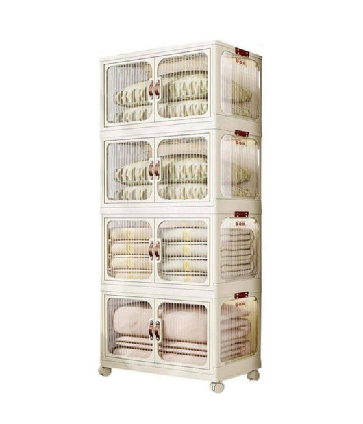 Scatola Portaoggetti Contenitori Salva Spazio Quattro Strati Ruote E Coperchio         