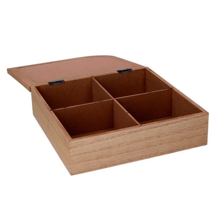 Scatola portathe legno marrone quadro cm 20x20h6