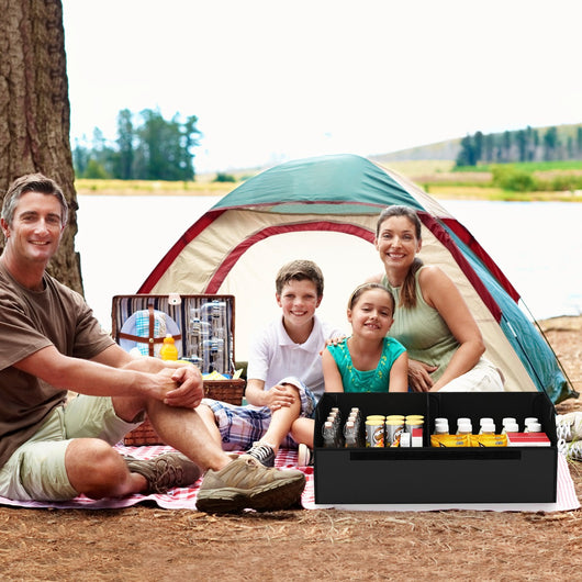 Scatola contenitore pieghevole con divisorio rimovibile per SUV, Organizzatore per baule auto con campeggio Nero-Accessori per veicoli