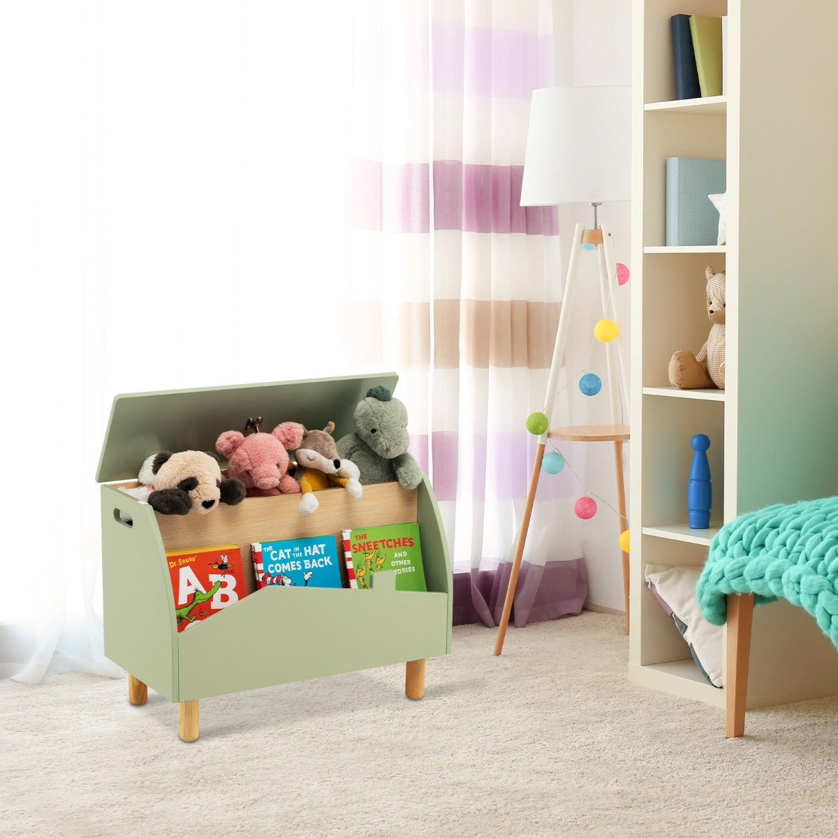 Set di tavolo e sedie per bambini e pratico scatola dei giocattoli-Set di mobili e libreria stabile per bambini