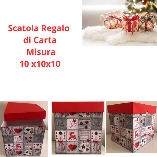 Scatola regalo confezione natalizia cartone per regali di natale decorazioni natalizie di  carta decorativa misura  10x10x10 cm
