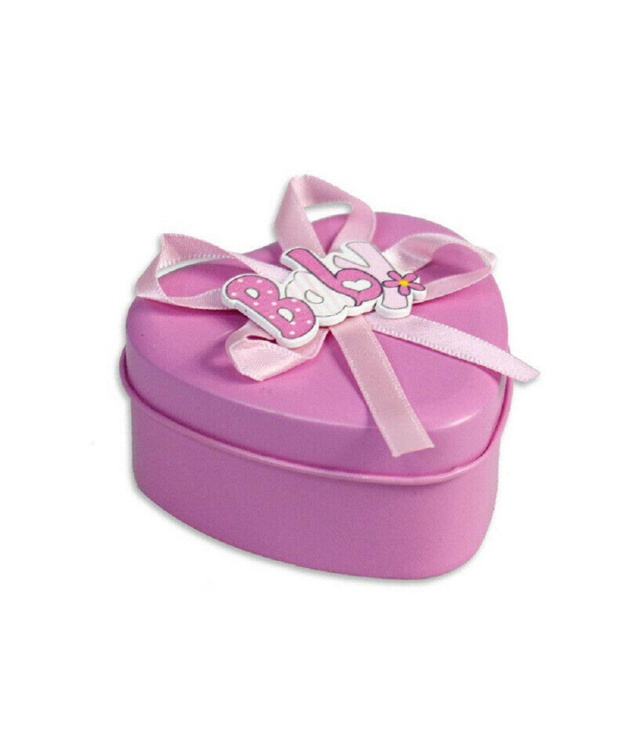 Scatoline Portaconfetti 36 Pezzi Cuore Nascita Battesimo Bomboniera Bimbo Bimba  Rosa       
