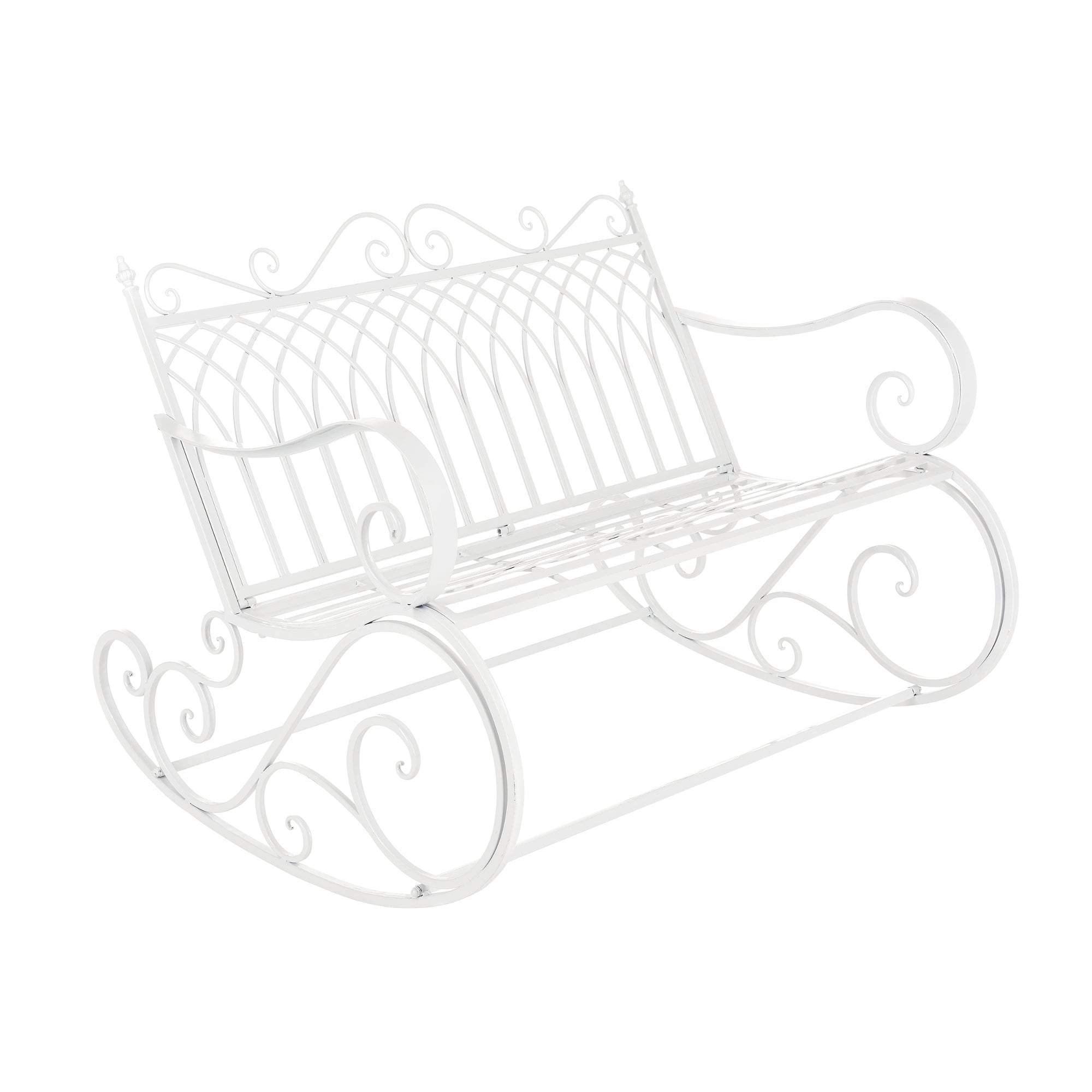 Panca a Dondolo Greenough da Giardino Vintage in Metallo 85 x 113 x 95 cm - Bianco [en.casa]