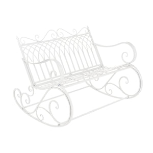 Panca a Dondolo Greenough da Giardino Vintage in Metallo 85 x 113 x 95 cm - Bianco [en.casa]