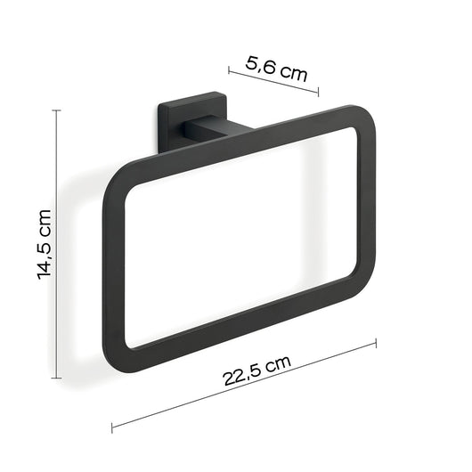 Portasalviette ad anello da muro in acciaio inox e Cromall 4470 Gedy serie ATENA Nero Opaco