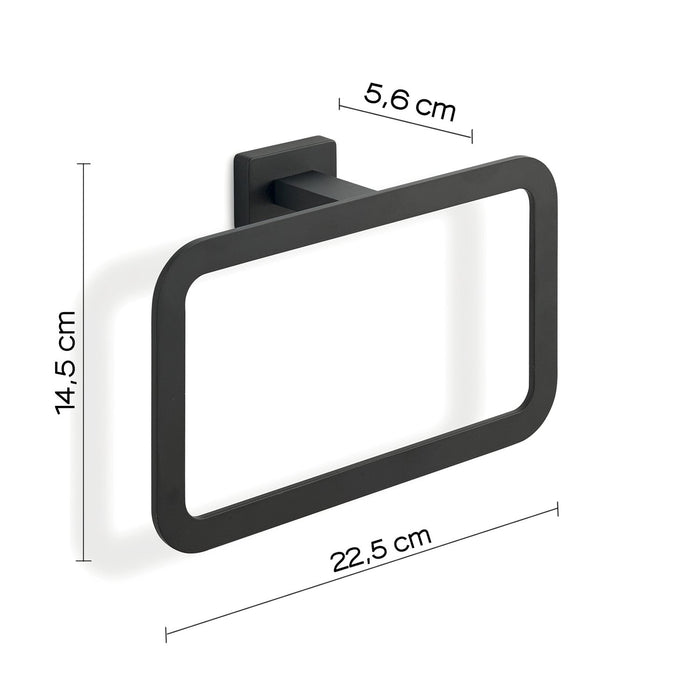 Portasalviette ad anello da muro in acciaio inox e Cromall 4470 Gedy serie ATENA Nero Opaco