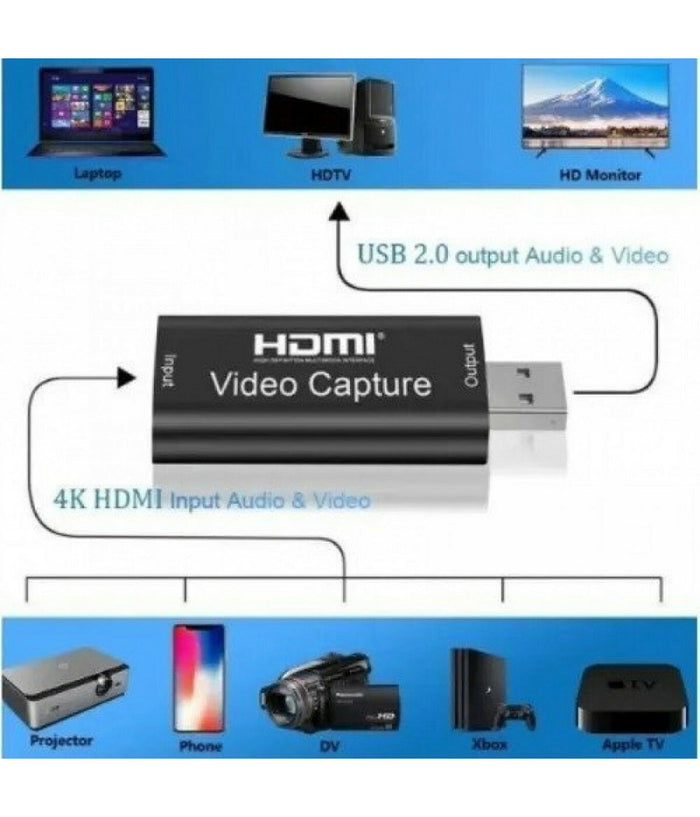 Scheda Acquisizione Video Connessione Usb Hdmi Video Capture Hd Tv 4k Q-h165 Pc         