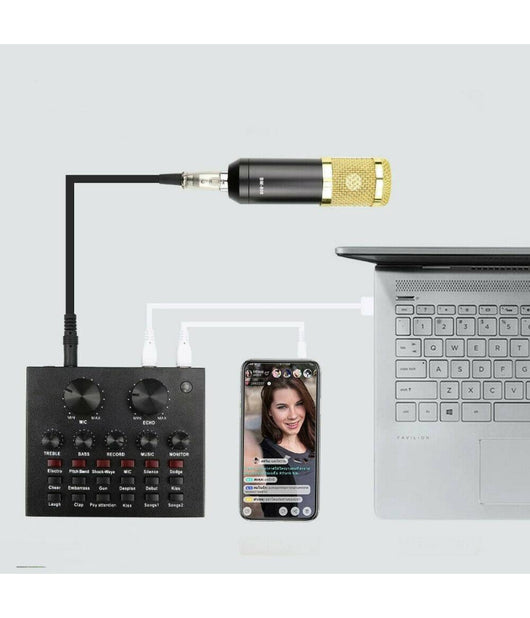 Scheda Audio Esterna Bluetooth Per Dirette Steaming Mixer Pc Cellulare Dal Vivo         