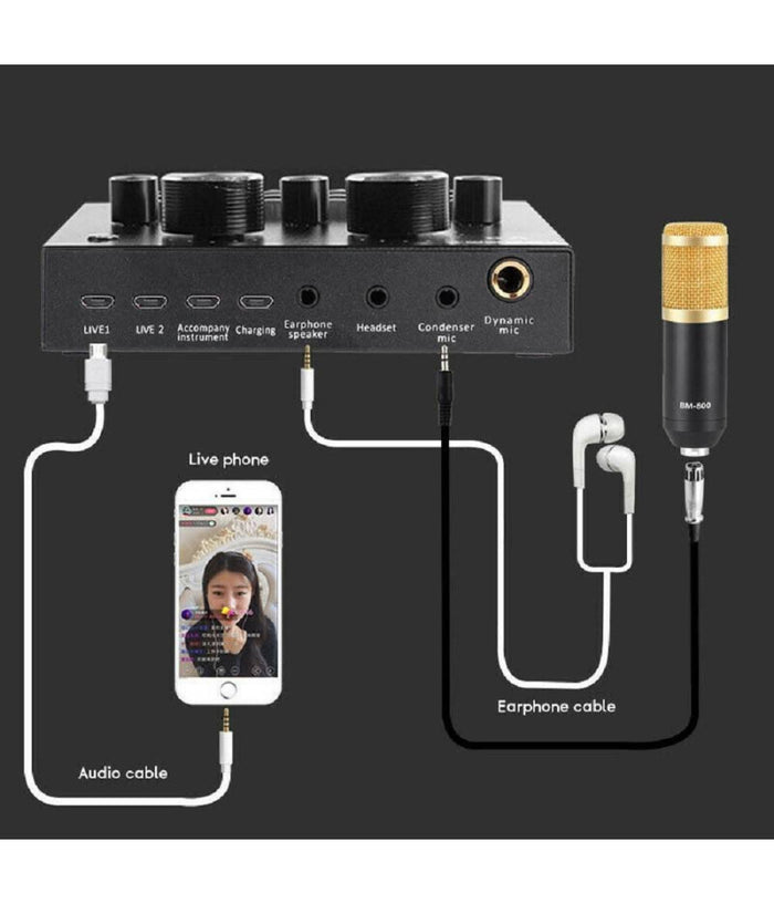 Scheda Audio Esterna Bluetooth Per Dirette Steaming Mixer Pc Cellulare Dal Vivo         