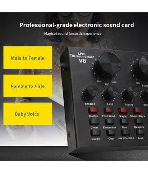 Scheda Audio V8 Cambia Voce Conversione Effetti Sonori Mixer Registrazione Usb         