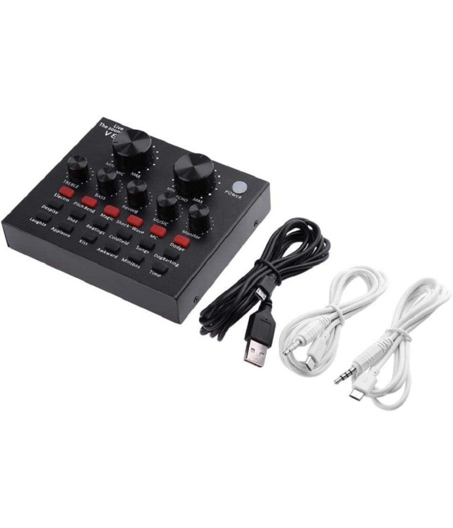 Scheda Audio V8 Cambia Voce Conversione Effetti Sonori Mixer Registrazione Usb         