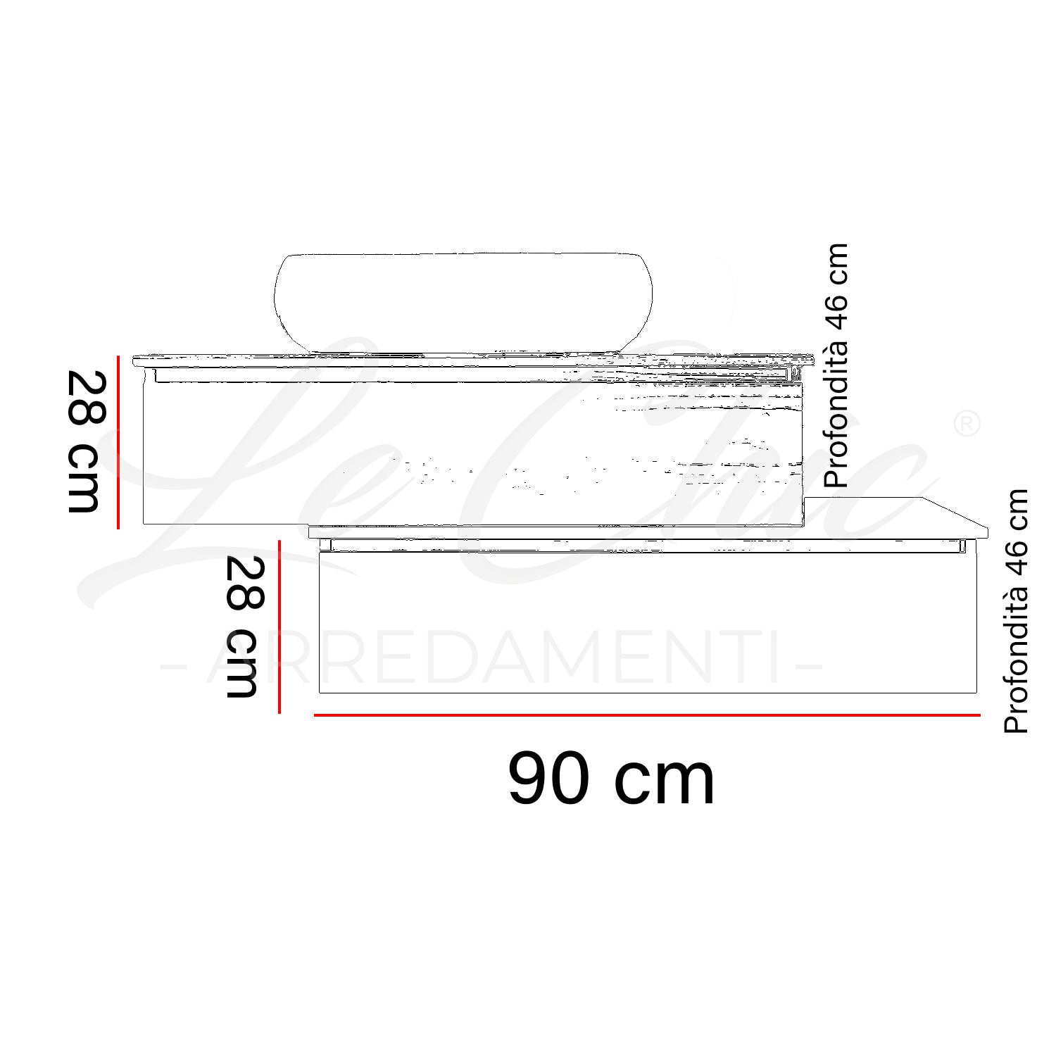 Mobile bagno moderno sospeso Avantgarde Frassino - 90 cm