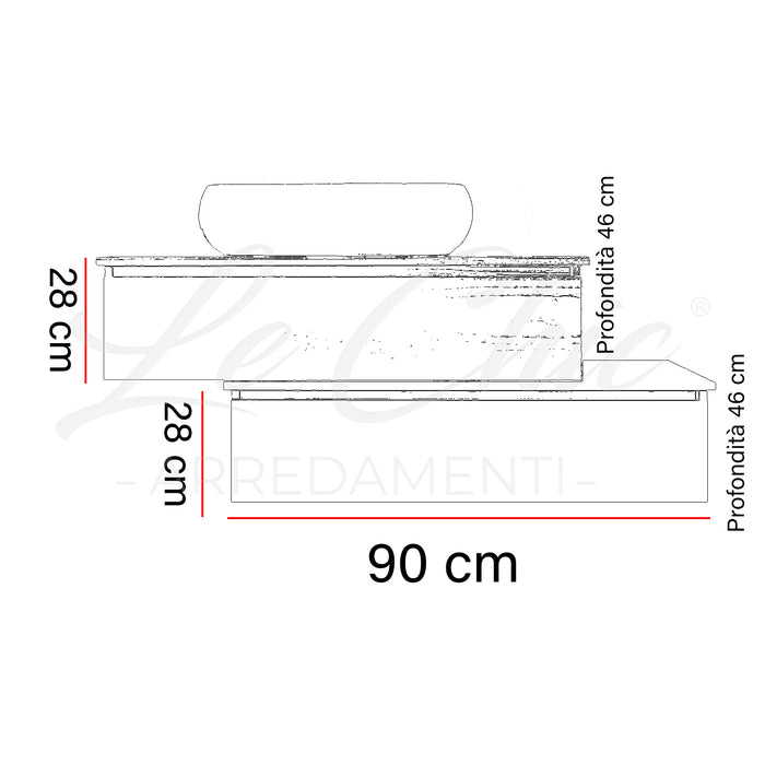 Mobile bagno moderno sospeso Avantgarde Frassino - 90 cm