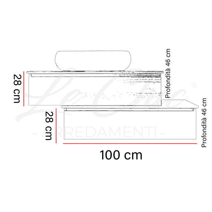 Mobile bagno moderno sospeso Avantgarde Frassino - 90 cm
