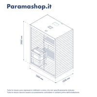 Sauna finlandese da interno 2-3 persone 150x120cm h200 in legno di abete | Nirva