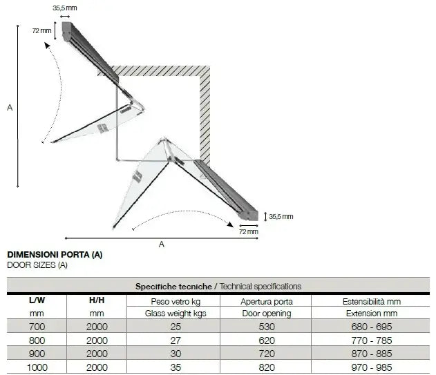 Box Doccia Anticalcare 6mm Due Lati A Libro Apertura Interna Esterna - 70x70