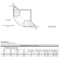 Box Doccia Semicircolare 6mm Scorrevole Anticalcare H200 FS40 - 72x90 - Raggio 38cm