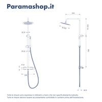 Colonna doccia cromata con doccino, flessibile e miscelatore termostatico con deviatore | Victoria