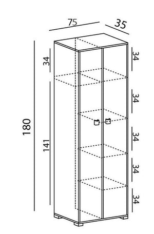 armadio 2 ante Clara biancoluna dispensa cucina multiuso lavanderia spogliatoio 75x35x180H con ripiani