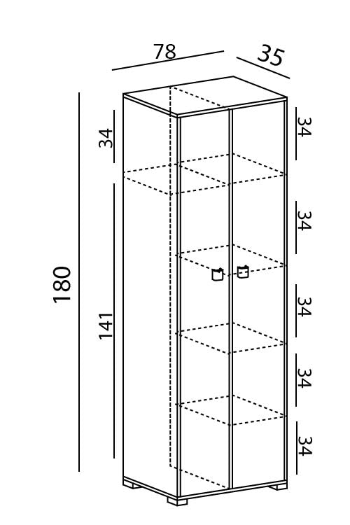 armadio 2 ante Sonia portascope multiuso lavanderia spogliatoio 78x35x180H Antracite/York
