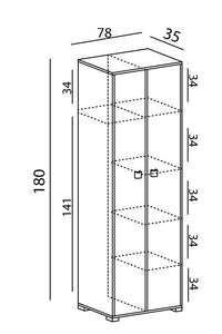 armadio 2 ante Sonia portascope multiuso lavanderia spogliatoio 78x35x180H Antracite/York