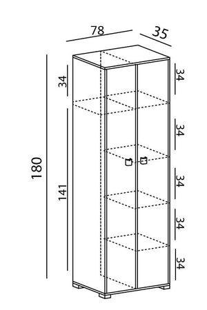 armadio 2 ante Sonia portascope multiuso lavanderia spogliatoio 78x35x180H Antracite/York