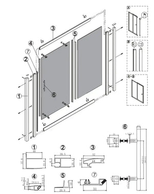 Box Doccia Flora H190 Cristallo Anticalcare 6mm Satine - 89x109