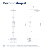 Colonna doccia squadrata cromata con miscelatore meccanico | Mosa