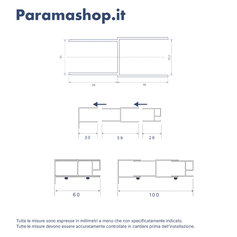 Profilo di compensazione cromato per box doccia Tonga e Madagascar