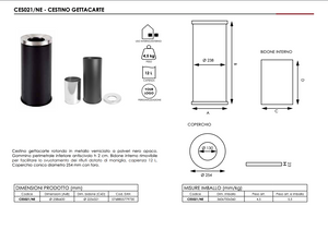 Cestino gettacarte per esterni Aperto