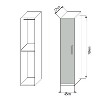 Armadio 1 anta L45 x P52 x H186