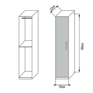 Armadio 1 anta L45 x P52 x H186
