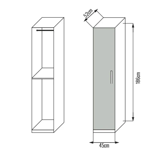 Armadio 1 anta L45 x P52 x H186