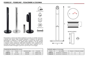 Posacenere da esterno a colonna ancorabile nero opaco