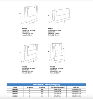 Portadepliant da parete 1 tasca A4 orizzontale