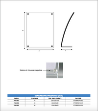 Porta avvisi da banco magnetico in Plexi profilo curvo Monofacciale Verticale A4