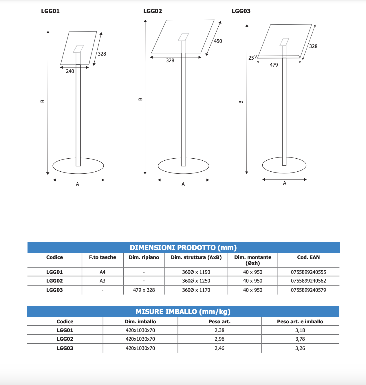 Espositore in plexiglass A4