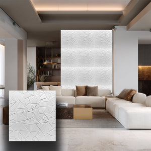 pannello per boiserie a parete, rivestimento cassonato a soffitto e porte in PVC 3D 50X50cm mod. SCHEGGE