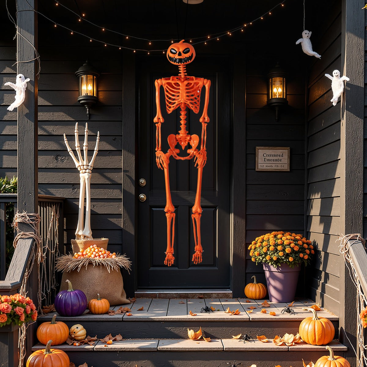 Scheletro di halloween, Mobili per decorazioni da interno ed esterno Arancione-Halloween