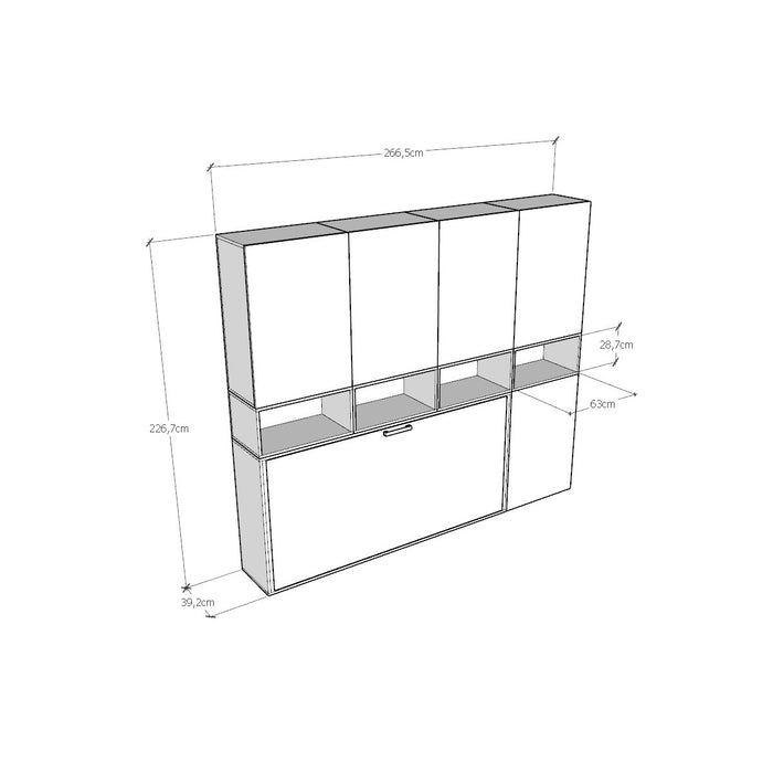 Letto Kando singolo Bianco Frassino composizione C