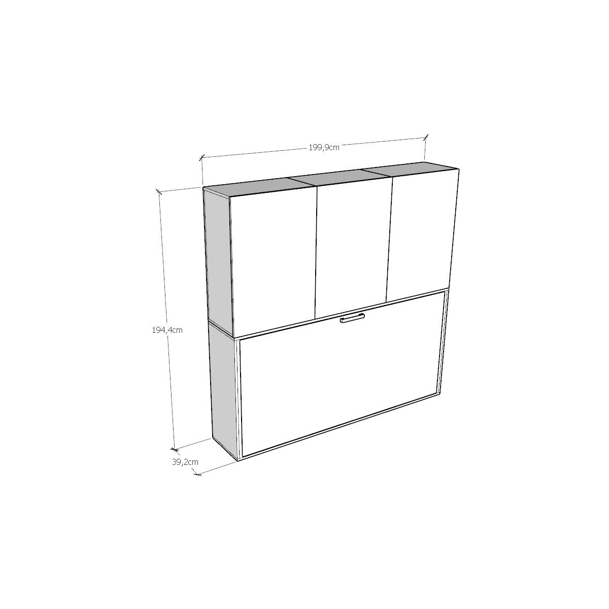 Letto Kando singolo Bianco Frassino composizione D con materasso