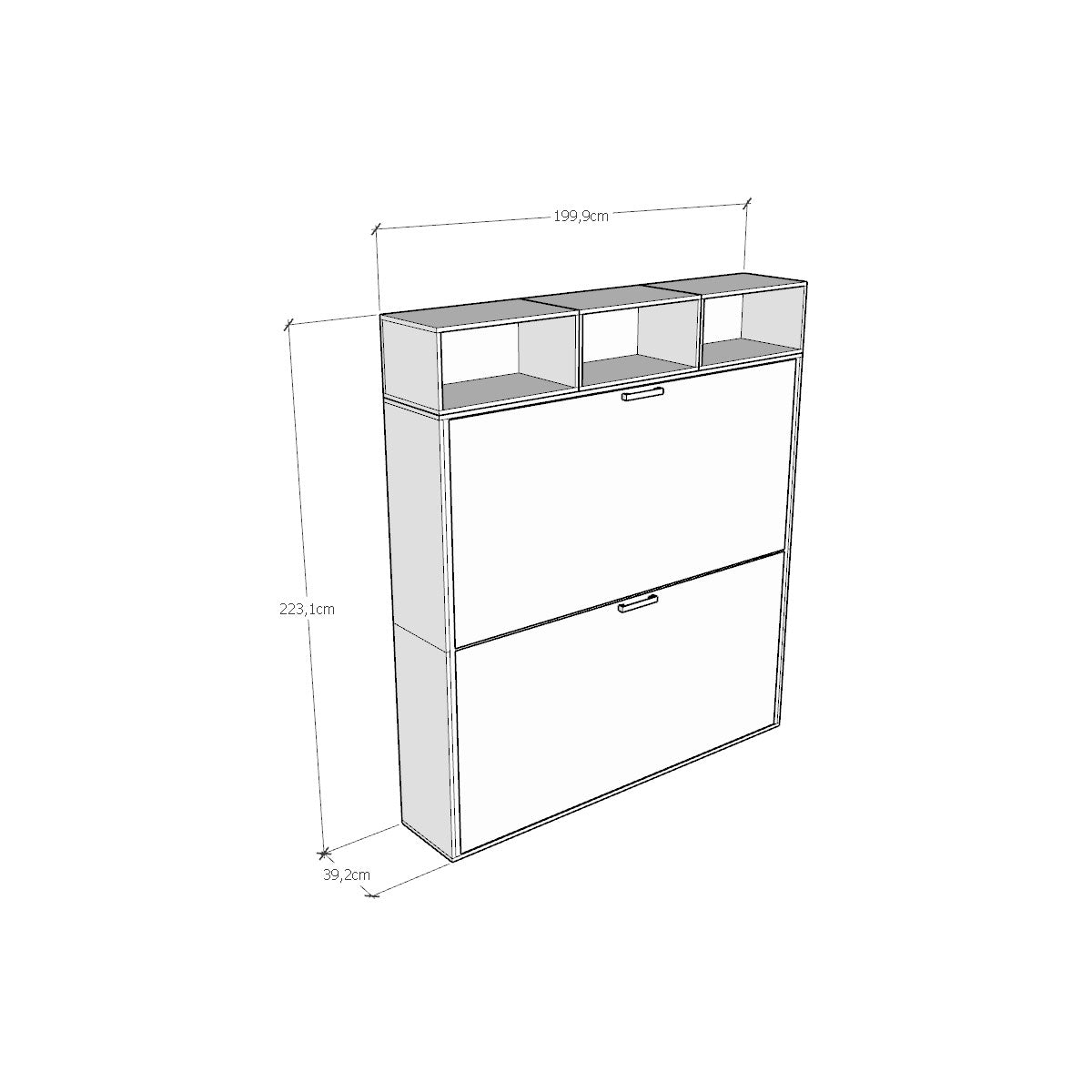 Letto Kando doppio Bianco Frassino composizione L