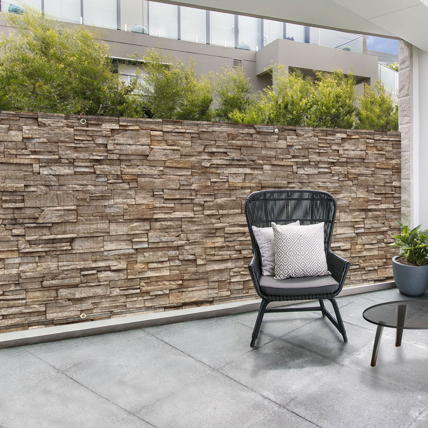 IDMarket - Schermo oscurante 1 x 10 M con motivo a pietre marroni 160 gr/m²