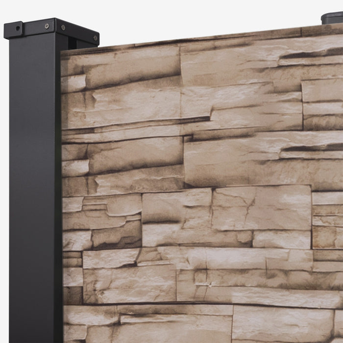 IDMarket - Schermo pieghevole a scomparsa per esterni 180 x 400 cm, motivo pietra, tenda laterale