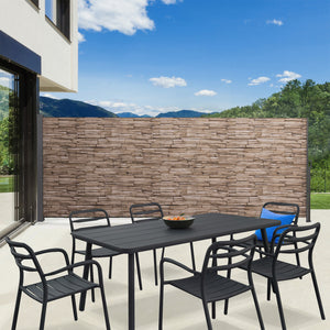 IDMarket - Schermo pieghevole a scomparsa per esterni 180 x 400 cm, motivo pietra, tenda laterale