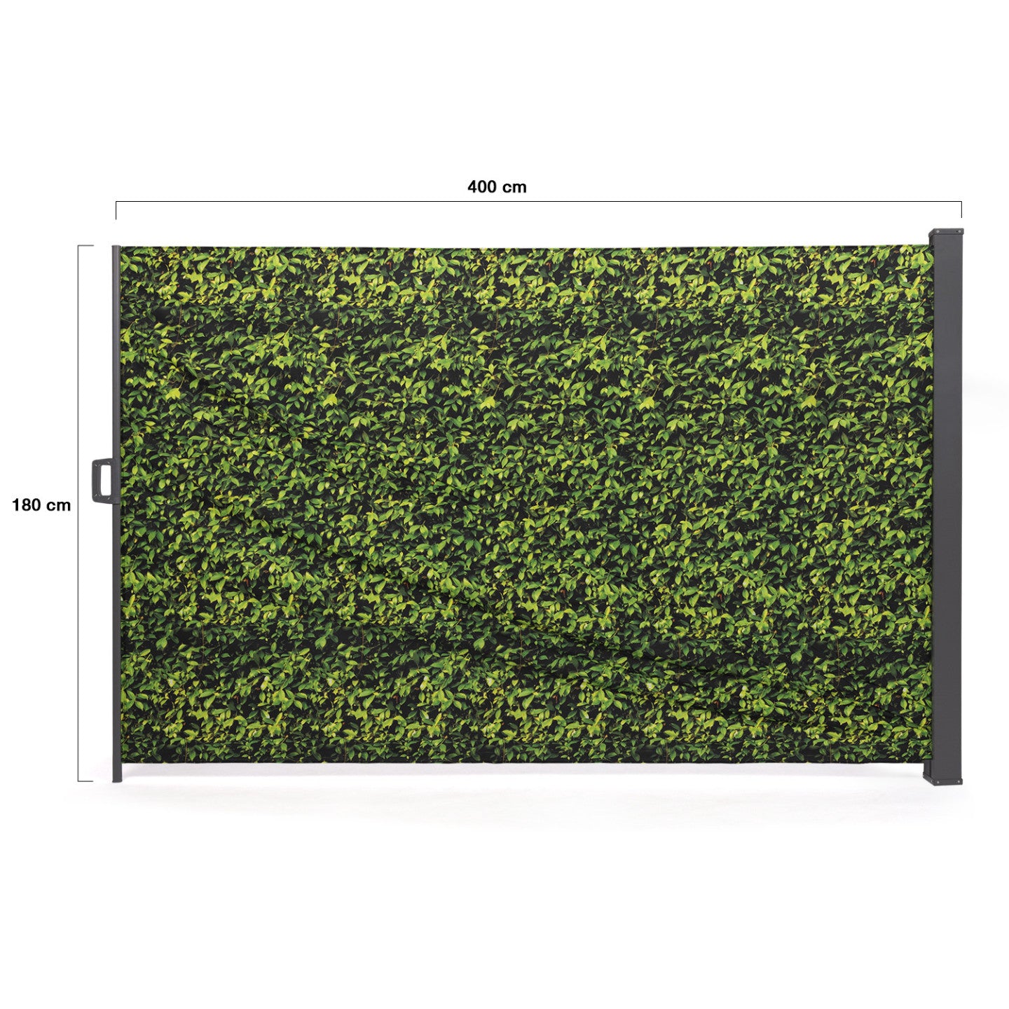 IDMarket - Schermo pieghevole per esterni 180 x 400 cm con stampa foliage, tenda laterale