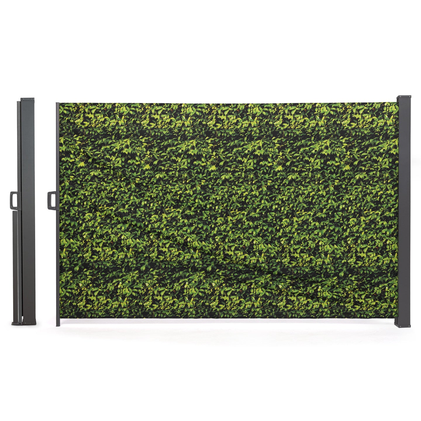 IDMarket - Schermo pieghevole per esterni 180 x 400 cm con stampa foliage, tenda laterale