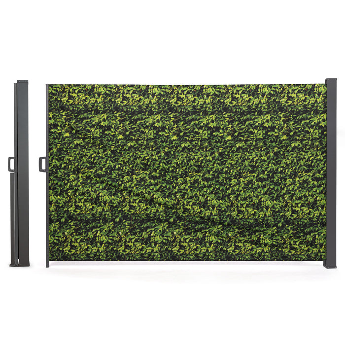 IDMarket - Schermo pieghevole per esterni 180 x 400 cm con stampa foliage, tenda laterale