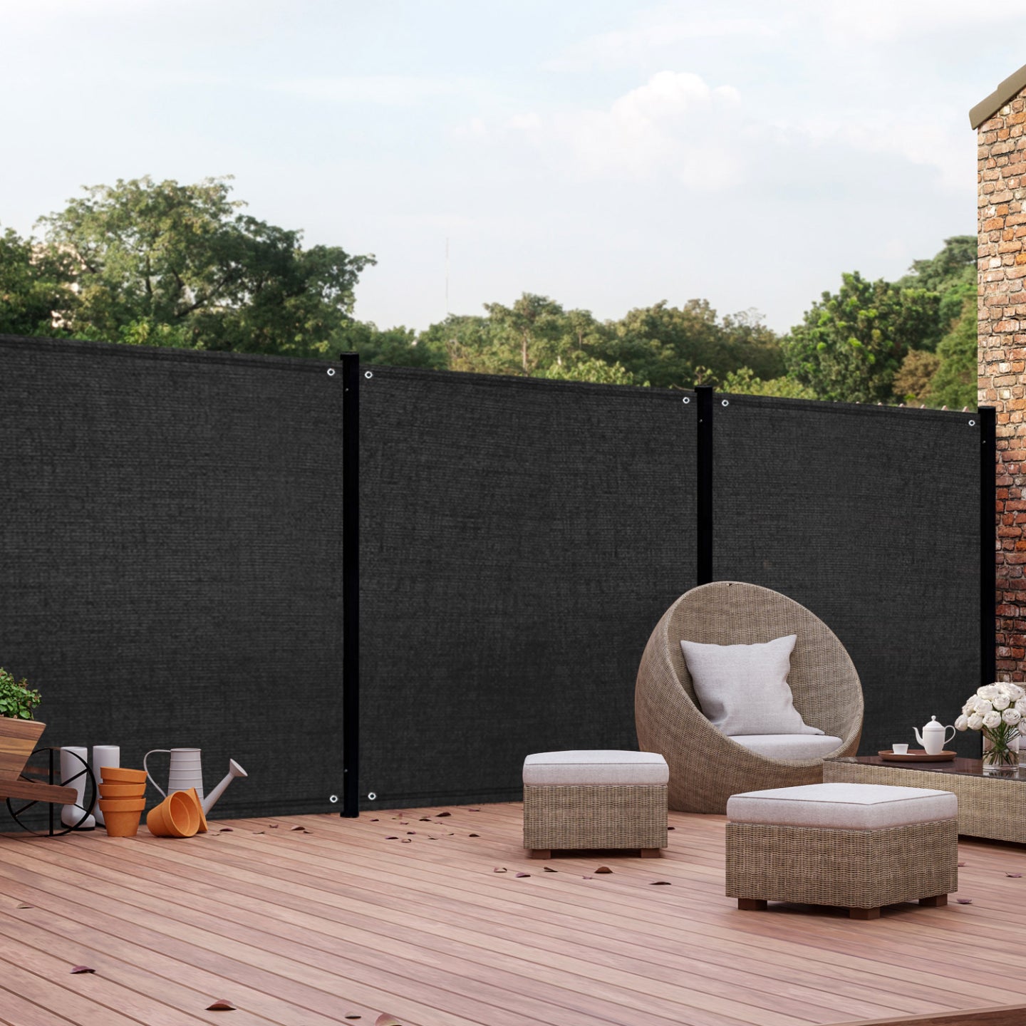 IDMarket - Schermo privacy pesante 1,8 x 10 M nero 400 gr/m² top di gamma