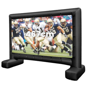 Schermo proiettore gonfiabile con soffiatore borsa per trasporto e picchetti, Schermo da interno ed esterno 327x146x293cm-Giochi e giocattoli